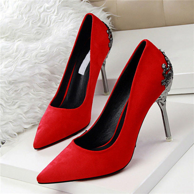 High Heels Shoes Women Pumps Red Gold 