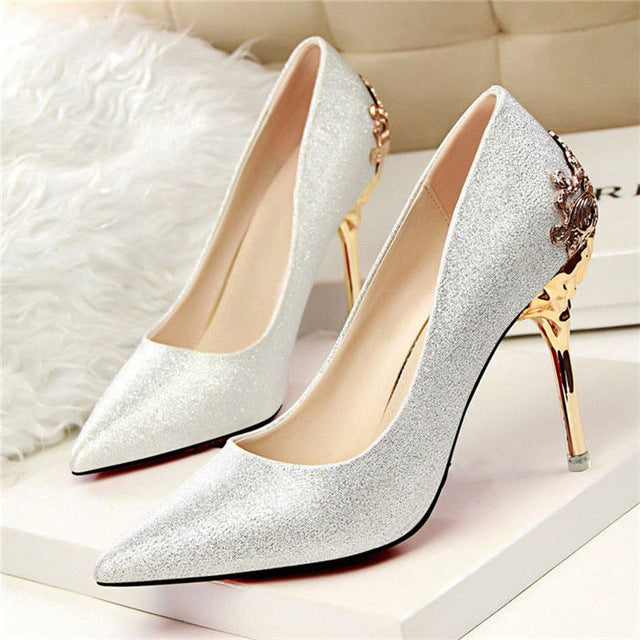 silver high shoes