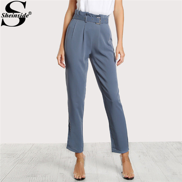 high waisted trousers with belt