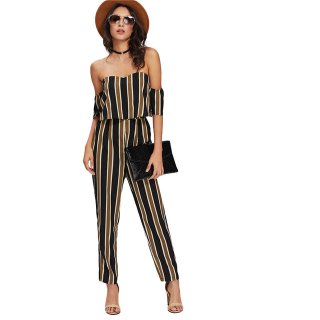 short sleeve striped jumpsuit