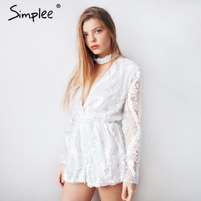 women's long sleeve white jumpsuit