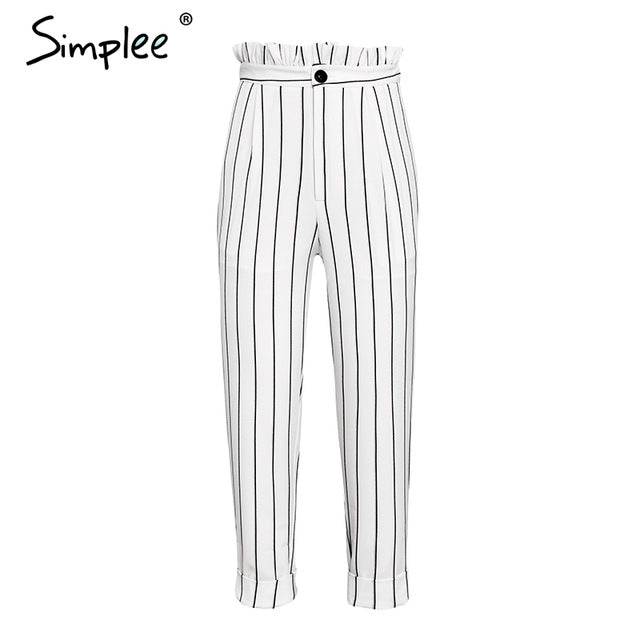 black and white striped harem pants