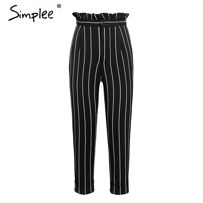 black and white striped harem pants