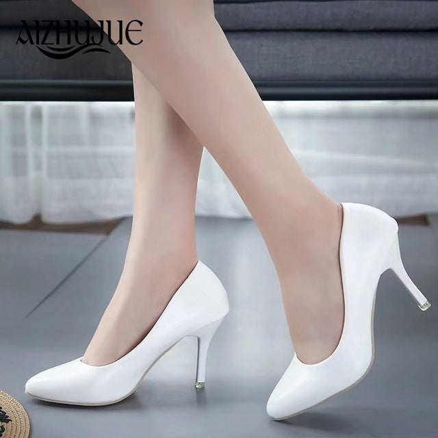 womens white high heels