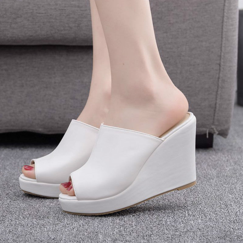 white slip on wedges