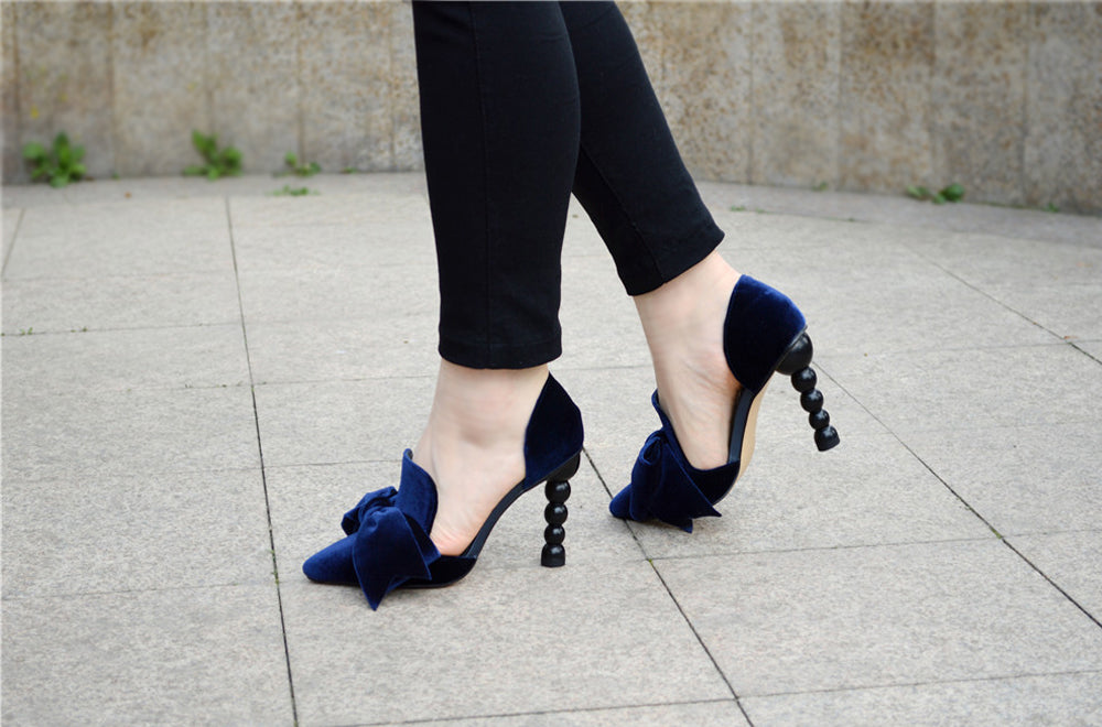 pointed toe heels with bow