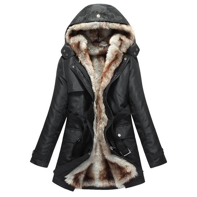 oversized faux fur hooded jacket