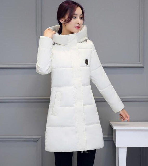 ladies long white winter coat