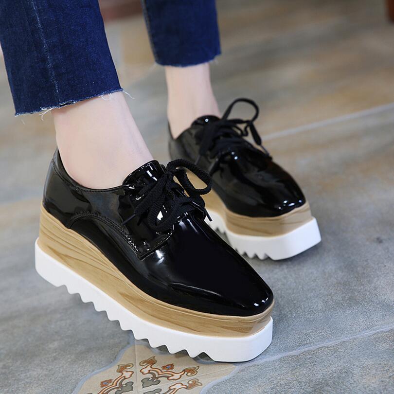 Black Mirror Flat Platform Shoes Women 