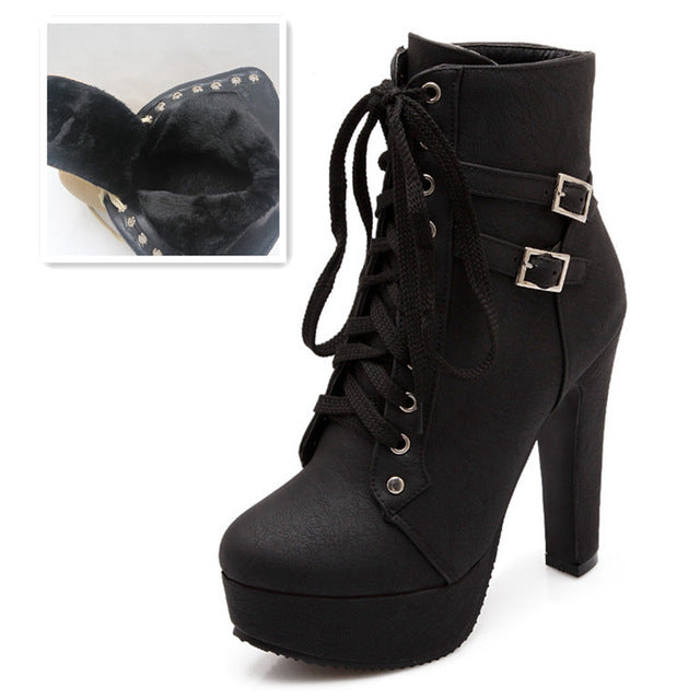 black short booties heel