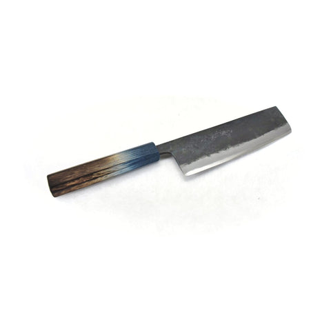 義弘 Blue Steel #2 ブラック・フォージング RGB 菜切 165 mm ブルー 樫 柄