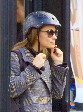 safety-conscious Pippa Middleton making sure wearing a stylish helmet 