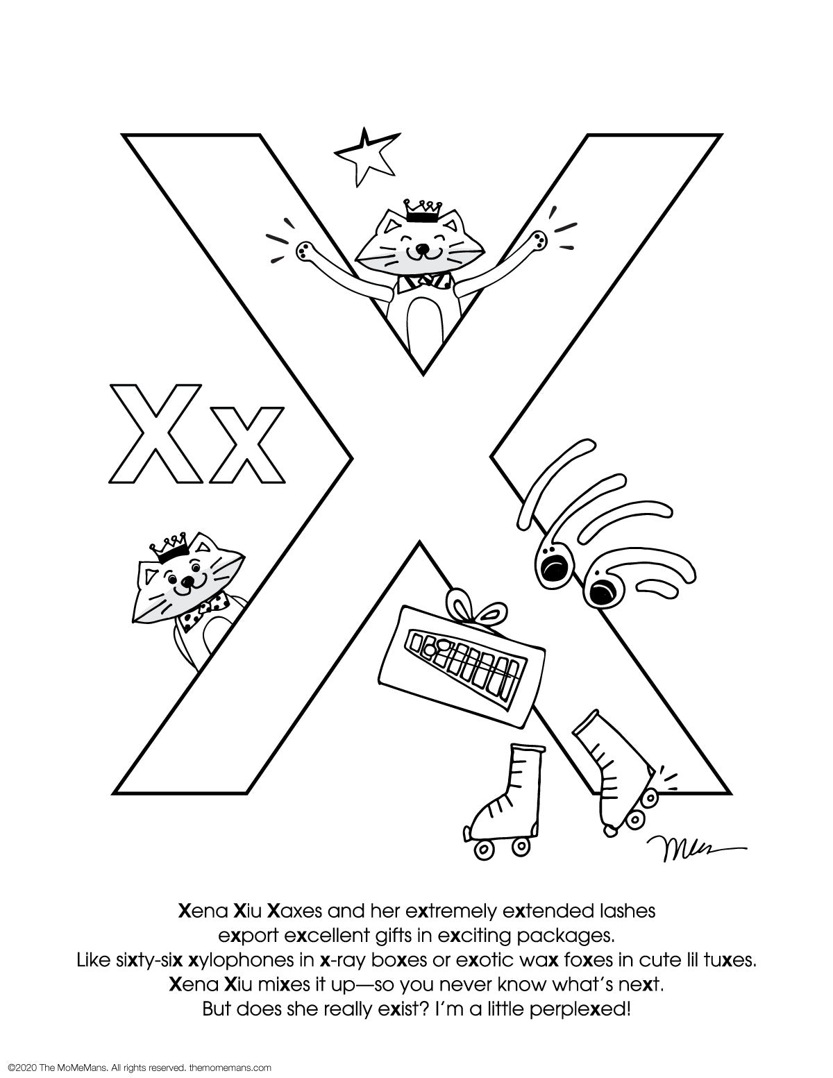 free alphabet coloring pages letter x the momemans