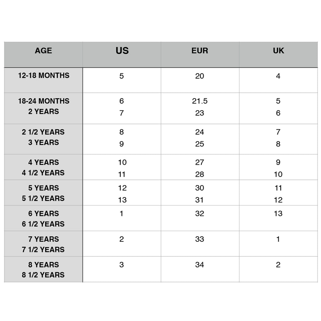 Kids Size Guide – AMINAH ABDUL JILLIL