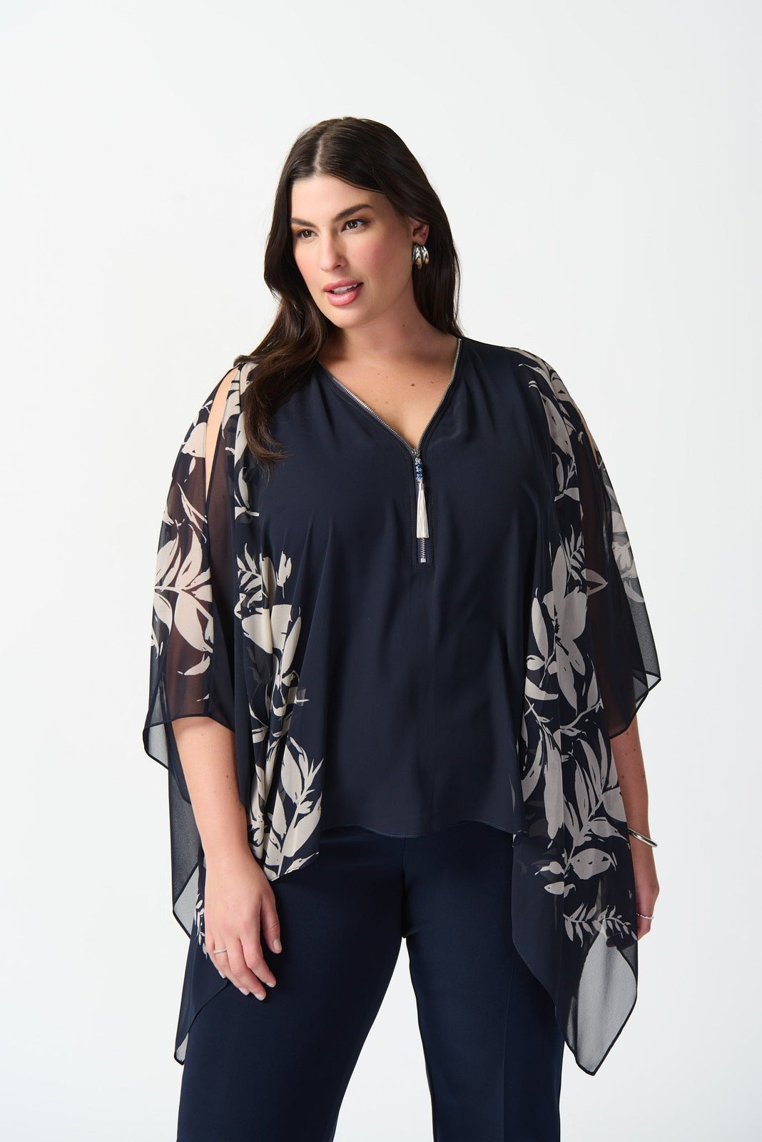 Joseph Ribkoff - Women - Floral Print Chiffon Poncho