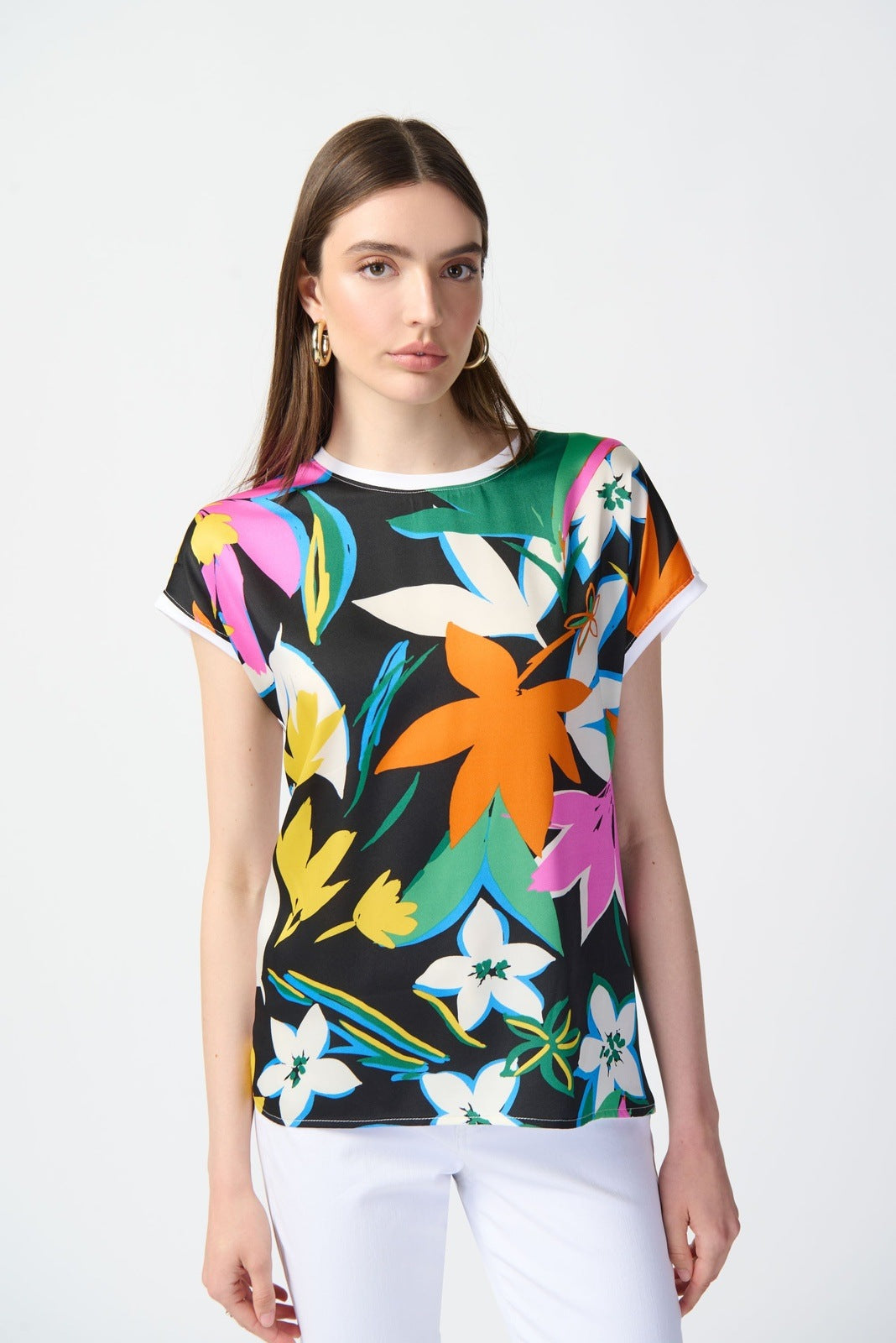 Joseph Ribkoff - Women - Floral Print Satin And Silky Knit Top