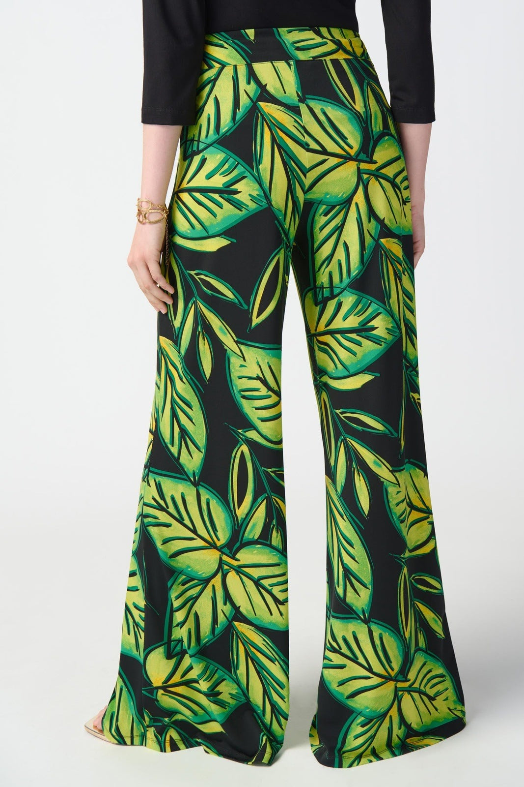 Joseph Ribkoff - Women - Leaf Print Silky Knit Wide-Leg Pants