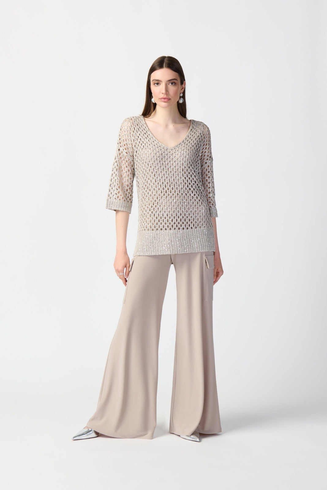 Joseph Ribkoff - Women - Open Stitch Sweater with Sequins