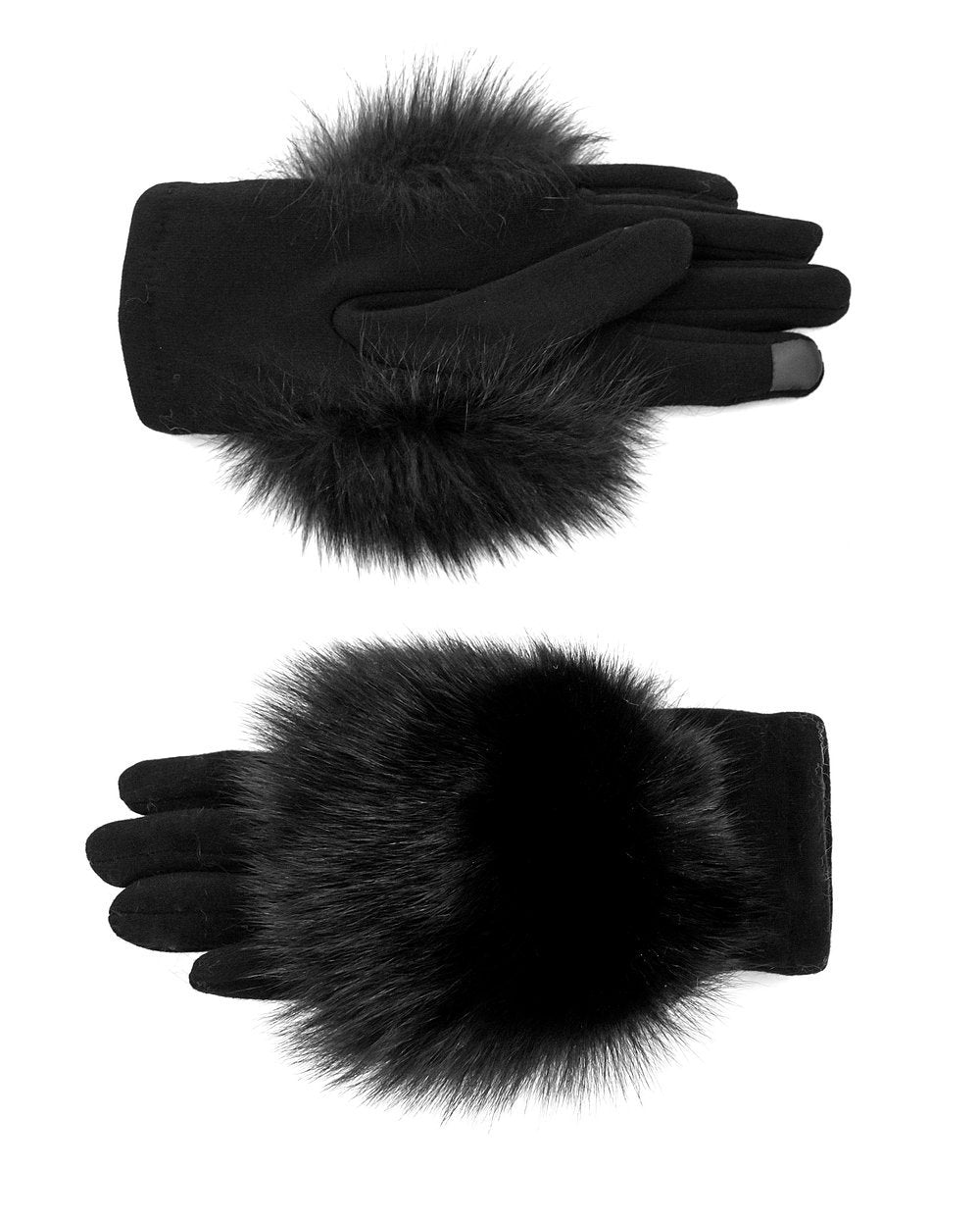 Mitchies Women's Gloves w/ Fox Trim - Black