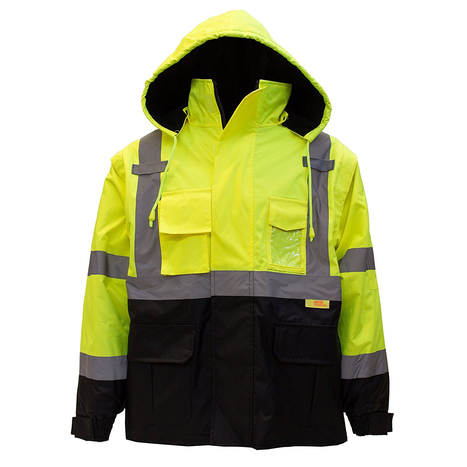 Men's Ansi Class 3 High Visibility Safety Bomber Jacket With Zipper, P