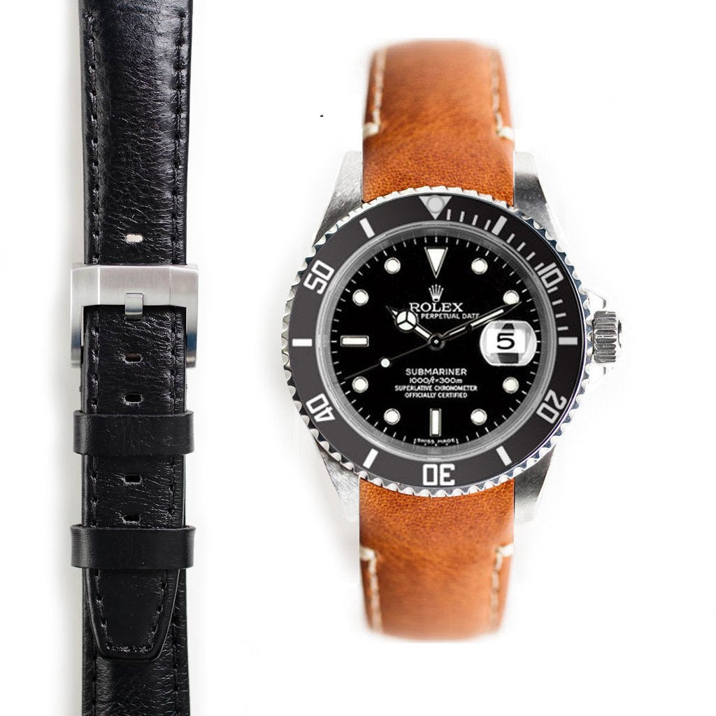 rolex submariner brown leather strap