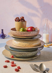 stack of gradient ceramics in earth tones 
