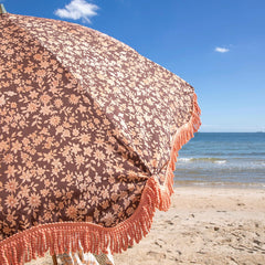 retro style sun umbrella on beach