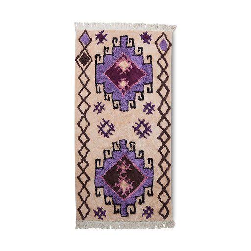 Bohemian Bath Mat and Rug, Violet Lavender, Purple and Silver