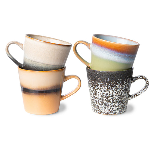 HKliving - Set of 4 70's Ceramic Espresso Mugs - Ceramic | 80ml