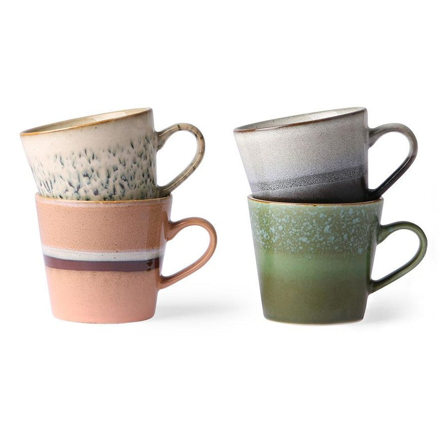 broeden coupon Stof hk living usa ACE6864 Ceramic 70's cappuccino mugs - set of 4 — HKliving USA