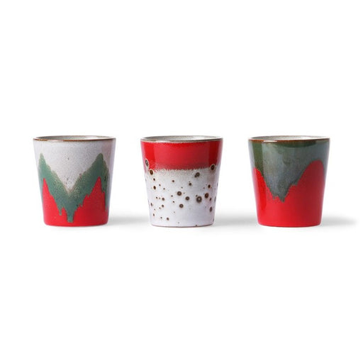 HKliving - Set of 4 70's Ceramic Espresso Mugs - Ceramic | 80ml