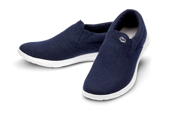 navy blue slip on sneakers