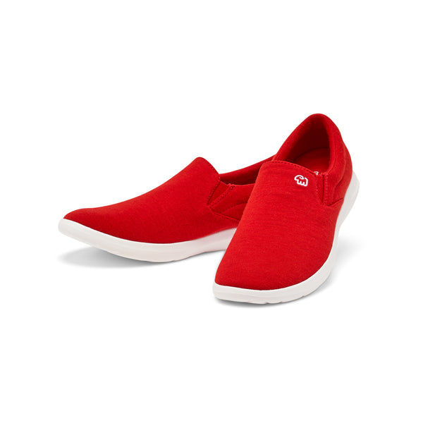 red slip on sneakers