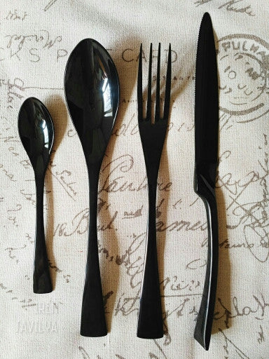 JetBlack™ - Premium Stainless Steel Black Silverware Set (8 / 16 / 24  Pieces)