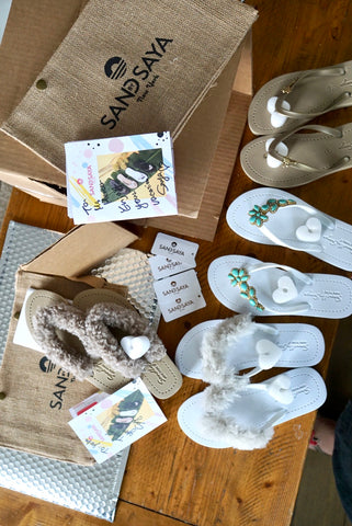 sandals and shoe bags for packaging process by shoes brand