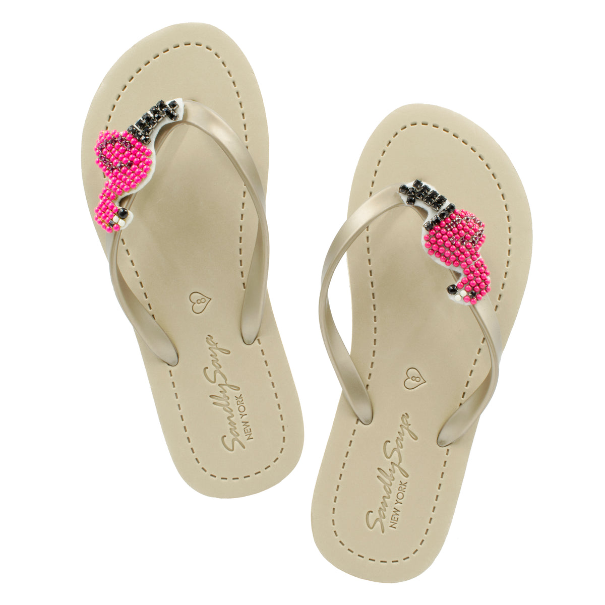 Crystal Heart - Big Kids Flip Flops Sandal Clear Rhine Stone