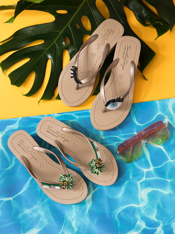flip flops with palm trees and eyes icon rhine stone embroidered motifs_womens shoes