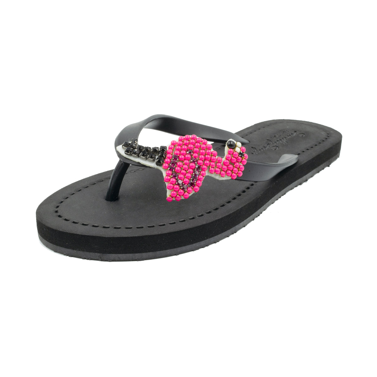 Crystal Heart - Big Kids Flip Flops Sandal Clear Rhine Stone Embellished  Girls Flip Flops