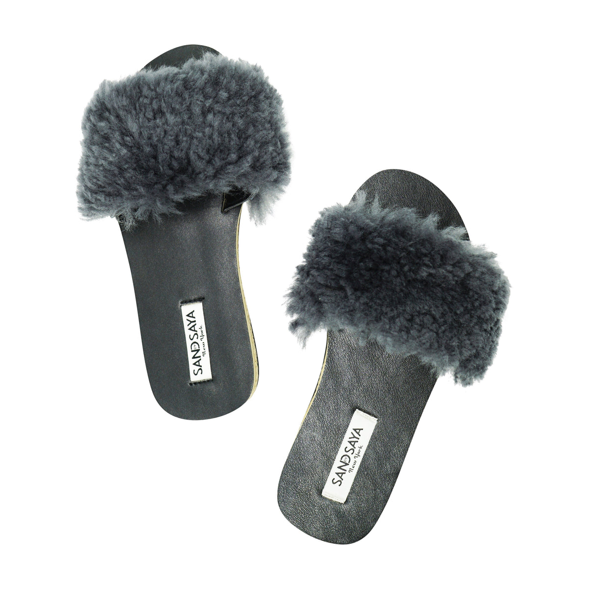 Mink Pom Pom Real Fur Slide - Espadrille Flat Sandals for Women 7M