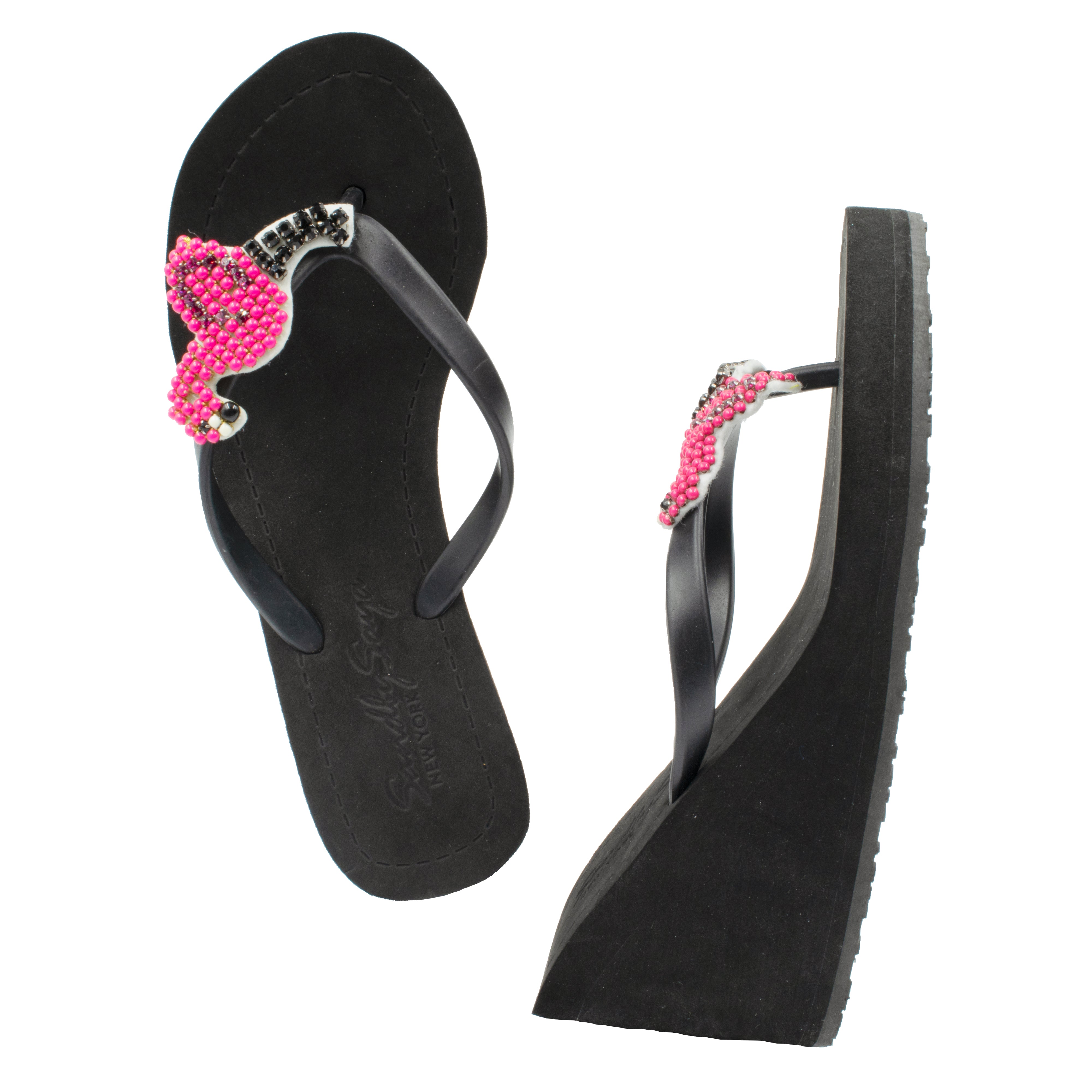 Pink Flamingo embellished High heels platform women's sandals