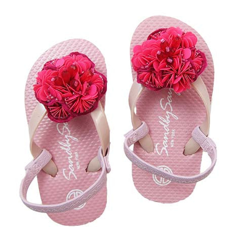 Pink Flower - Baby and girls flip flop Sandal - Sand by Saya