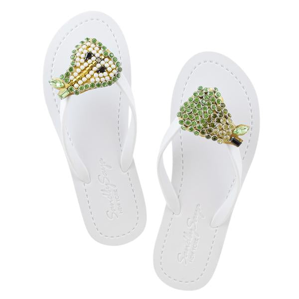 Pear - rhinestone embellished Women's flip flop Flat Sandal