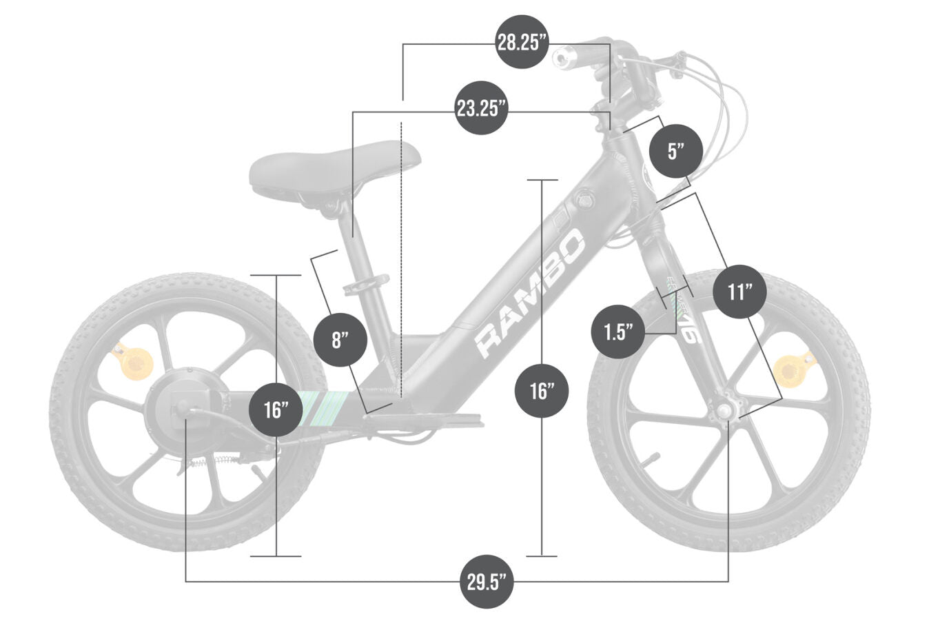 Rambo 16" Lil Whip Kids Bike's dimensions