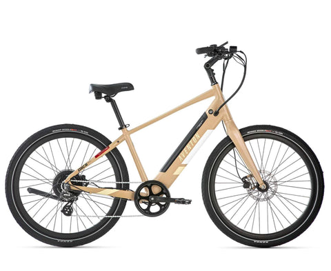 Side profile image on white background of the Aventon Pace 500 ebike in tan color