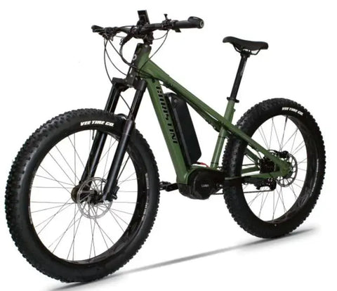 Image of the Christini Fat 4 All Wheel Drive ebike in military green. White background