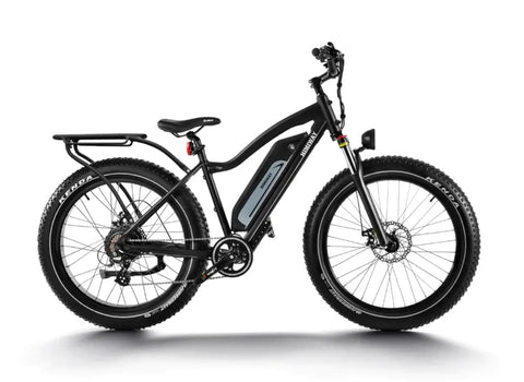 Himiway Cruiser fat tire electric bike in all black. image is side profile facing right