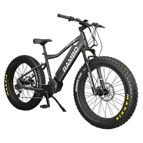Rambo Rebel fat tire ebike image on white background. Color is carbon grey paint