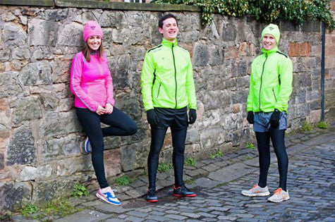 VIGA Ambassadors Wearing VIGA running jackets, running leggings, and running shorts.