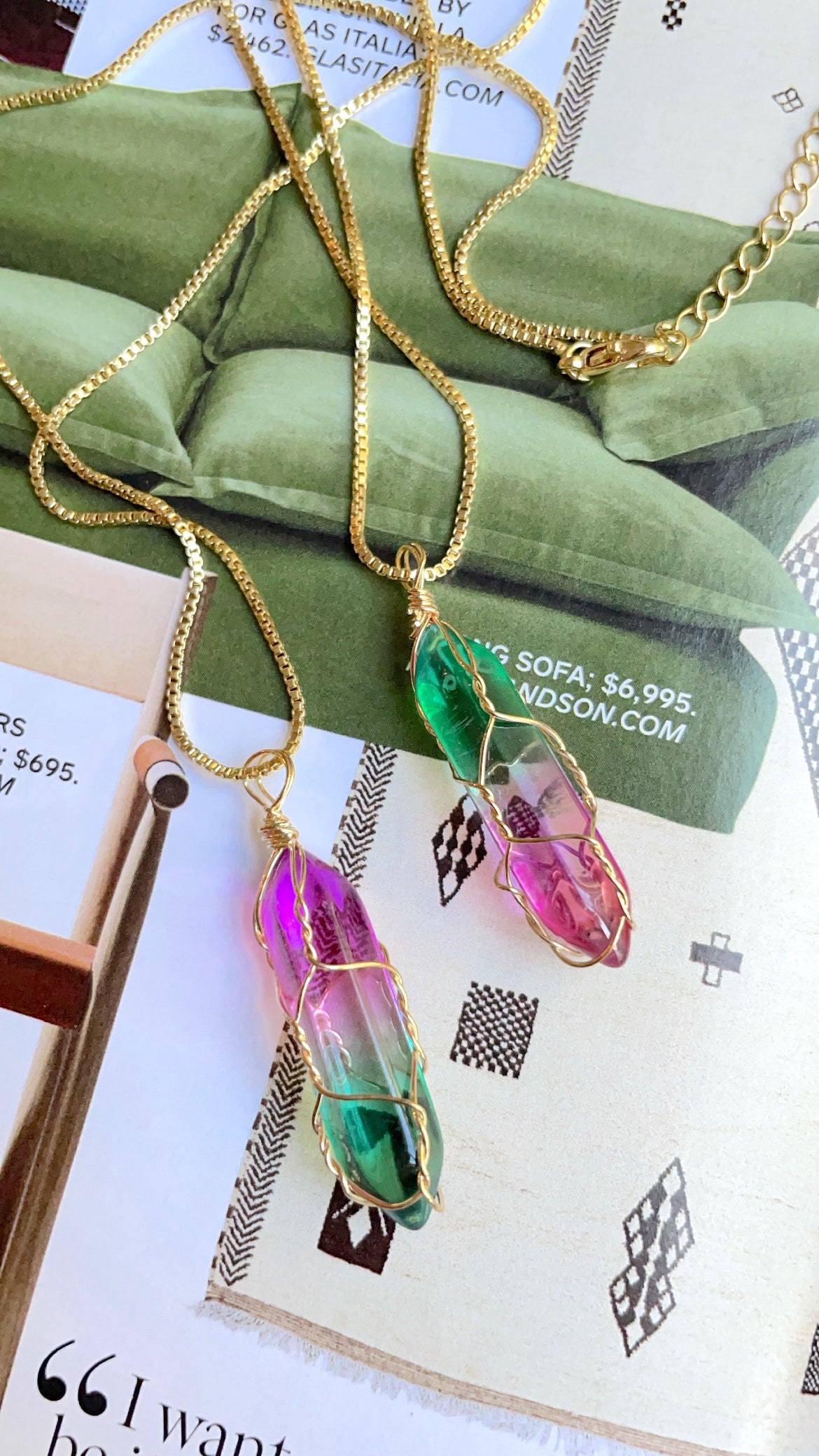 green crystal stone necklace