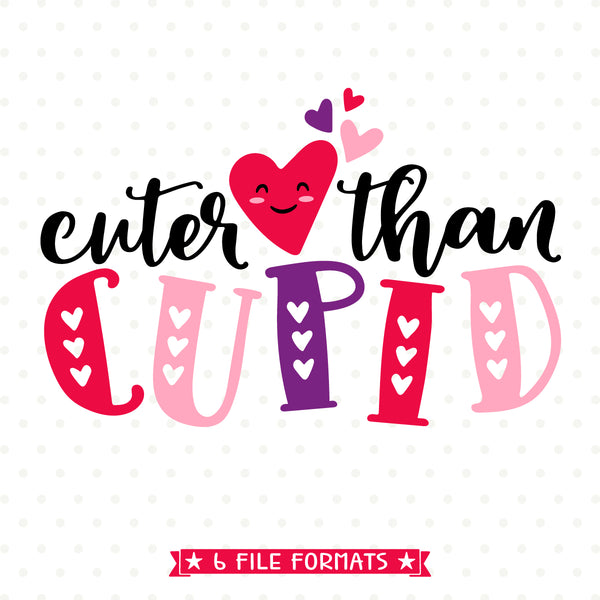 Download Cuter than Cupid SVG design - Kids Valentines Day Shirt Iron on file - Queen SVG Bee